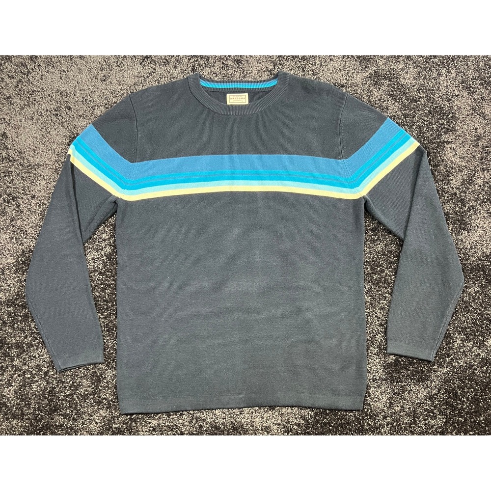 Vintage 90s Arizona Jean‎ Co. Mens Striped Crew Neck Long Sleeve Sweater - Large